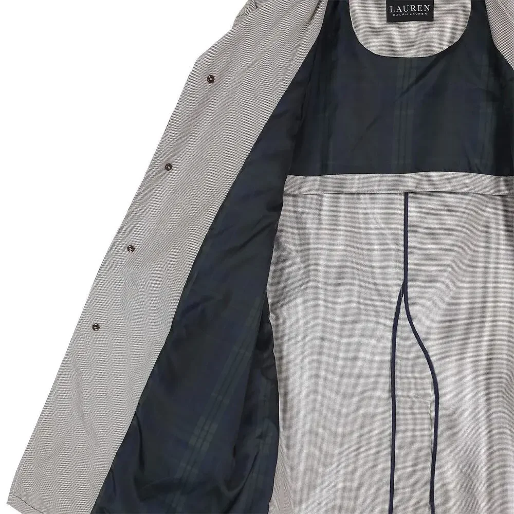 Lauren Ralph Lauren Mens Stanza Classic Fit Raincoat 36R Cream Brown Houndstooth